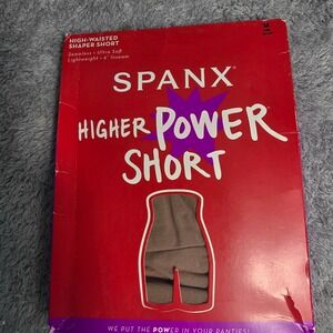 Spanx Higher Power Short Cafe Au Lait Dark Tan High-Waisted Shaper Womens M NWT